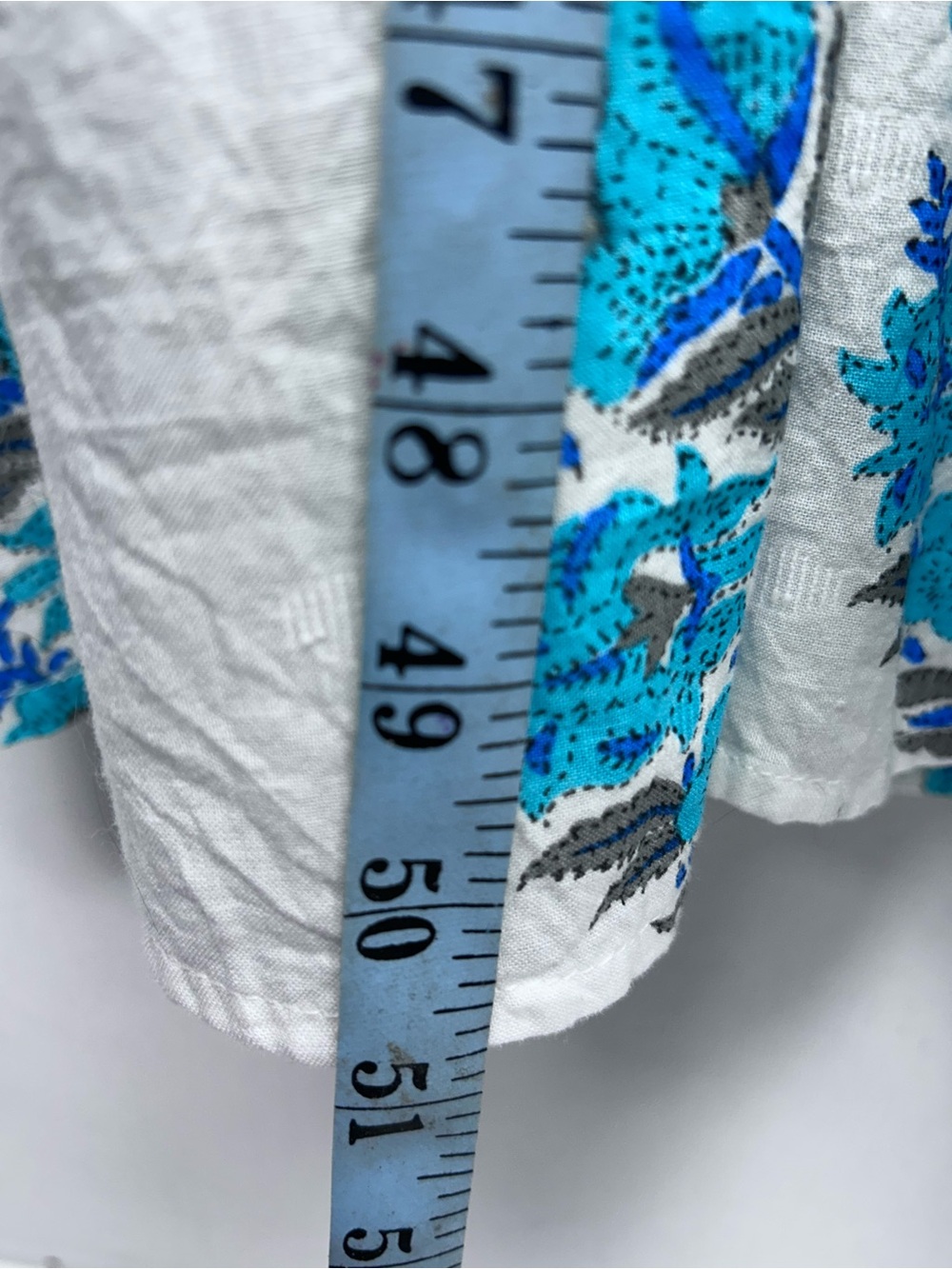 White Maxi Dress with Blue Floral Print -Debbie Katz medium - Picture 11 of 11